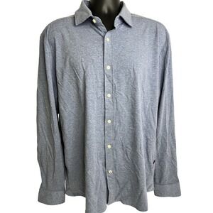 BOSS‎ Shirt Mens XL Blue Slim Fit Jersey Long Sleeve Button Up Casual Damaged